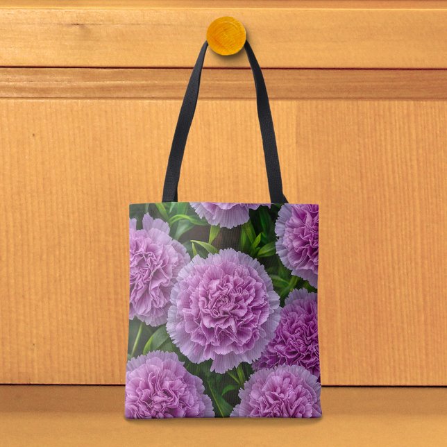 Hellviolette Nelken-Tasche Tasche (Tote bag with pale purple carnations)