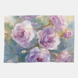 Hellviolette Rosen Impressionistische Blumen Geschirrtuch