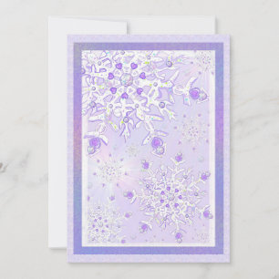 HELLVIOLETTE SCHNEEFLOKKE & GLITZERNDES HERZ FEIERTAGSKARTE