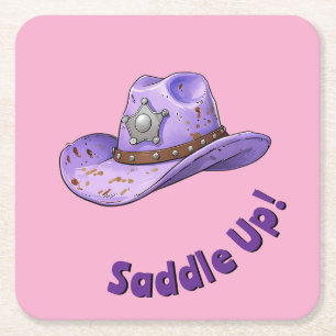 Hellvioletter Cowgirl-Hut Rechteckiger Pappuntersetzer