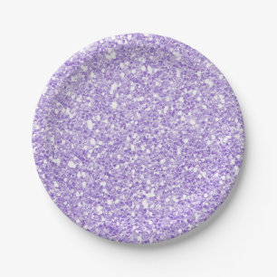 Hellvioletter Funkelnde Glitter Glam Individuelle Pappteller