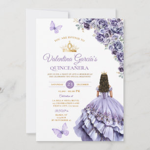 Hellvioletter Kleid Quinceañera 15 Jahre Floral Go Einladung