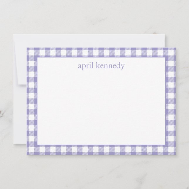 Hellviolettes Gingham-Karo personalisierte Karte  (Vorderseite)