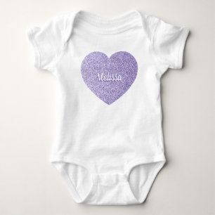 Hellviolettes lila funkeln Herz Benutzerdefinierte Baby Strampler