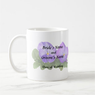 Hellviolettes und weißes Stiefmütterchen-Paar Kaffeetasse