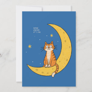 Hellwach um 3 Uhr lustige Katze Mond Grafik-Gesche