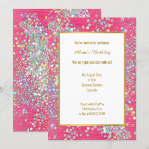 HELLWARNPINK TEXTURED HOLOGRAPHIC SPOT EINLADUNG