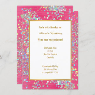 HELLWARNPINK TEXTURED HOLOGRAPHIC SPOT EINLADUNG