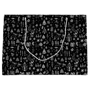 Hellweiße schwarze Boho Weihnachtsbaumen Snowman Große Geschenktüte