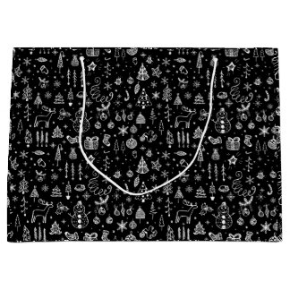 Hellweiße schwarze Boho Weihnachtsbaumen Snowman Große Geschenktüte