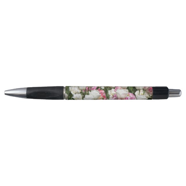 Hellweiße und rosa Tulpen auf sonniger Höhe Kugelschreiber (Vorderseite)