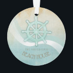Helm Aqua Blue ID623 Beach House Nautical Boat Ornament<br><div class="desc">Dieses Acryl-Ornament-Design in den sanften Farben Meer und Sand erlaubt es Ihnen, einfach Ihren eigenen Namen und Text mit der bereitgestellten Vorlage hinzuzufügen. Das einfache Boot-Helm-Bild auf einem gebeutelten, wasserfarbenen Hintergrund wird durch einen Wellenakzent in Aqua und Weiß hervorgehoben. Wenn Sie nicht das Glück haben, ein Strandhaus oder eine Hütte...</div>