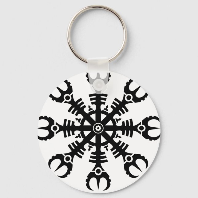 Helm der Ehrfurcht - Aegishjalmur No.2 (schwarz) Schlüsselanhänger (Vorderseite)