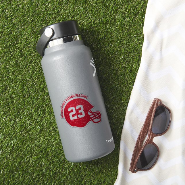 Helm der Fußball-Mannschaft, roter Aufkleber mit S (HydroFlask Insitu)