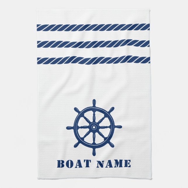 Helm des Schiffes auf dem Nautischen Rad lässt den Geschirrtuch (Vertikal)