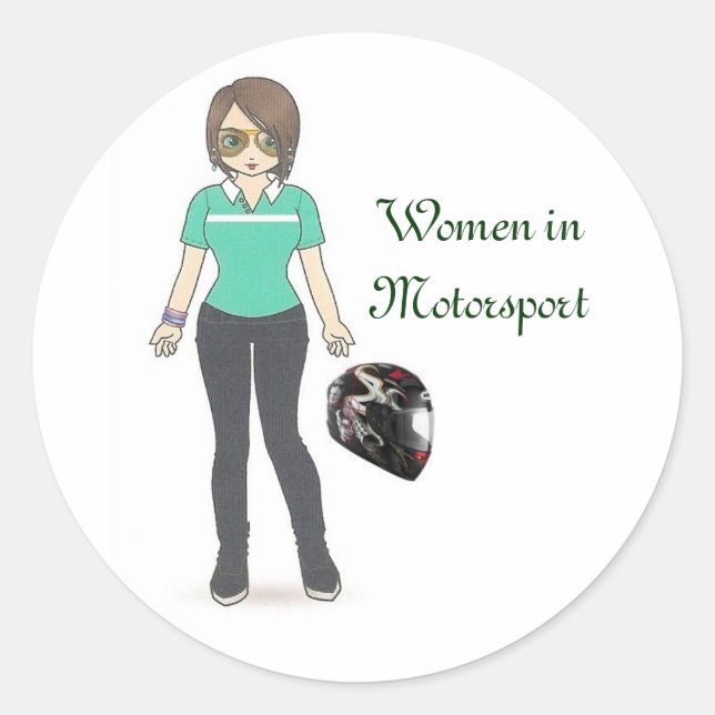 Helm, Frauen im Motorsport Runder Aufkleber (Vorderseite)