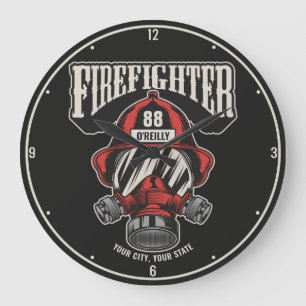 Helm für personalisierte Feuerwehrmaske Große Wanduhr