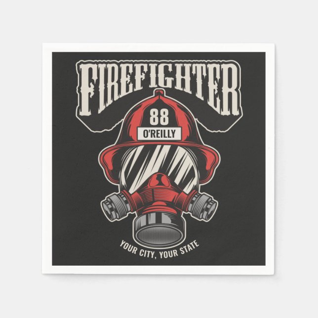 Helm für personalisierte Feuerwehrmaske Serviette (Vorderseite)