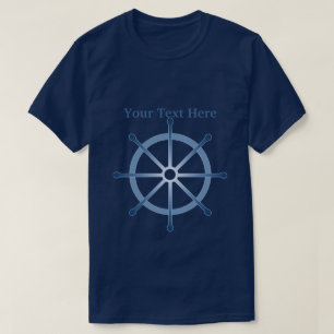 Helm Ship Wheel Custom Navy Blue T - Shirt