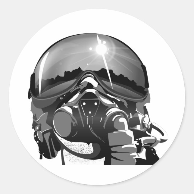 Helm und Maske für Luftstreitkräfte Runder Aufkleber (Vorderseite)