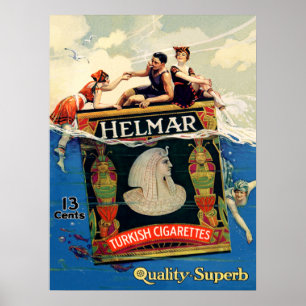 Helmar Türkische Zigaretten Art Deco Add Poster