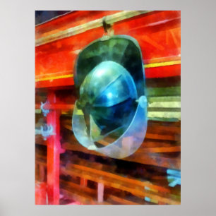 Helmet Hangon auf Feuerwehrfahrzeugen Poster