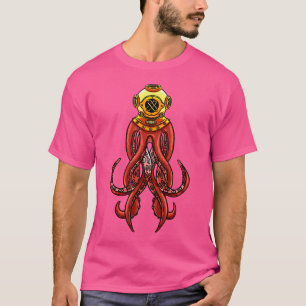Helmet Octopus Scuba Diver Cool Tiefseetaucher T-Shirt