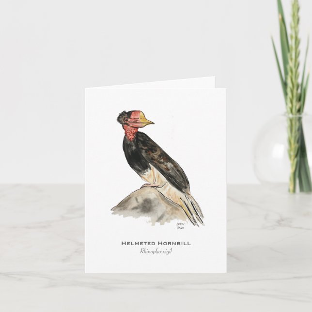 Helmeted Hornbill Folded Note Card Karte (Vorderseite)