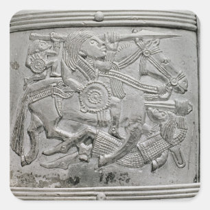 Helmfragment aus dem Sutton Hoo Treasure Quadratischer Aufkleber