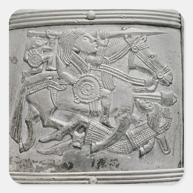 Helmfragment aus dem Sutton Hoo Treasure Quadratischer Aufkleber (Vorderseite)