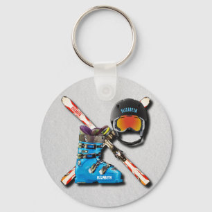 Helmgoogles mit Ihrem Namen für Alpine Skiing Boot Schlüsselanhänger