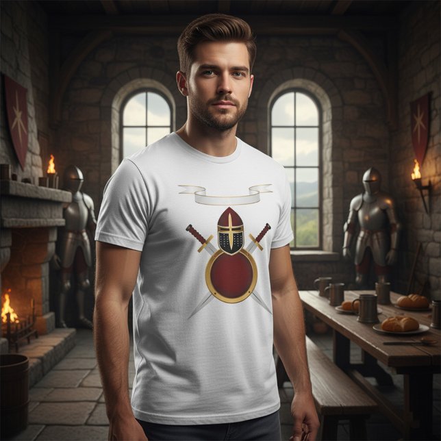Helmhelm-Schwerter des mittelalterlichen Wappen Sc T-Shirt (Von Creator hochgeladen)