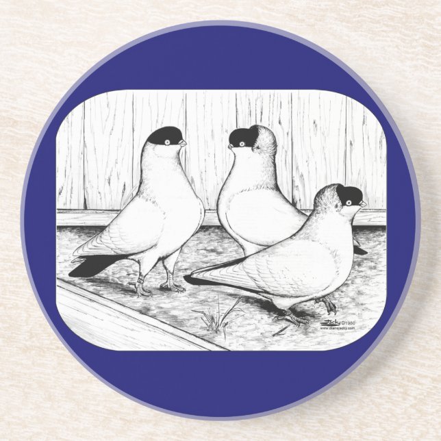 Helmtauben Trio Getränkeuntersetzer (Vorne)