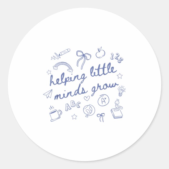 Helng Little Minds Grow Cute New Teacher Creative  Runder Aufkleber (Vorderseite)