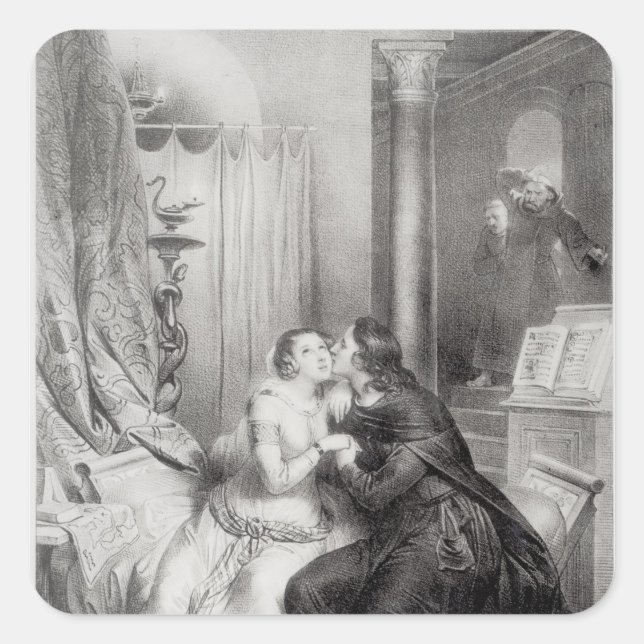 Heloise und Abelard Quadratischer Aufkleber (Vorderseite)