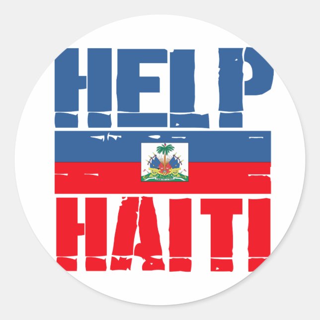 HELP HAITI FLAG RUNDER AUFKLEBER (Vorderseite)