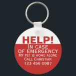Help pet home alone emergency contact personalized schlüsselanhänger<br><div class="desc">Help pet home alone emergency contact personalized keyring from Ricaso .. customize with your own contacts</div>