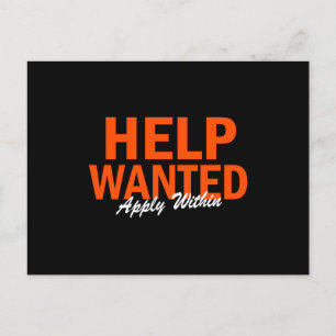 Help Wanted Apply Within Postkarte