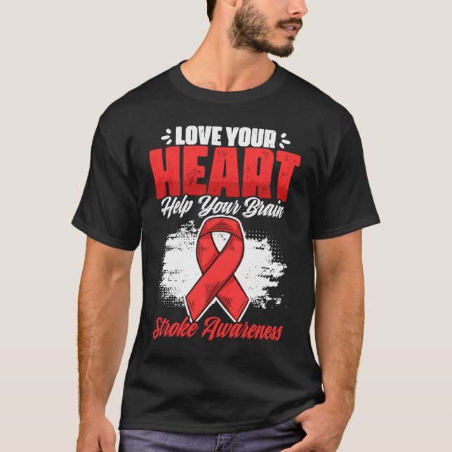 Help Your Brain Stroke Survivor Red Ribbon Stroke  T-Shirt (Vorderseite)