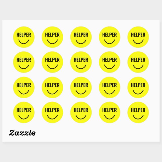 Helper Happy Lächeln gelb Gesicht Runder Aufkleber (Blatt)