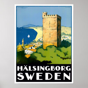 Helsingborg Sweden Vintage Reise Poster