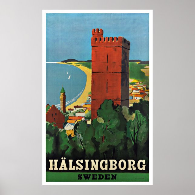 Helsingborg Sweden Vintage Travel Poster (Vorne)