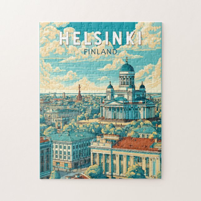 Helsinki Finland Travel Art Vintage (Vertikal)