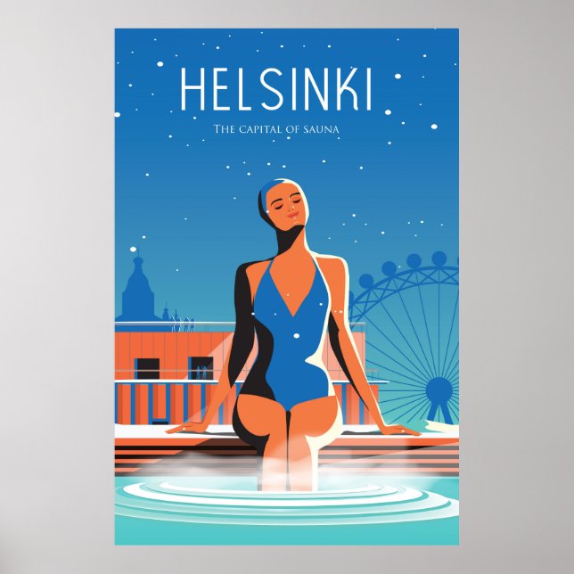 Helsinki Finlande affiche de voyage vintafe (Devant)