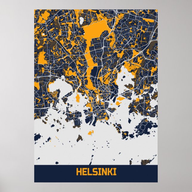 Helsinki - Finnland - Bluefresh City Map Poster (Vorne)