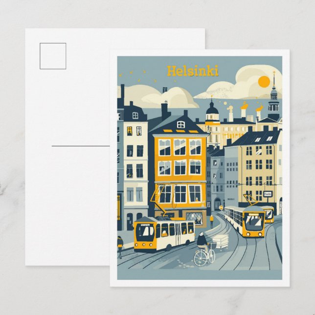 Helsinki Finnland Kunst Jahrgang Reise Illustratio Postkarte (Vorne/Hinten)