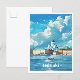 Helsinki Finnland Kunst Vintage Reise  Postkarte