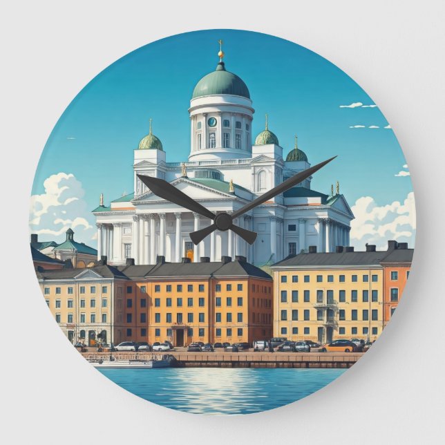 Helsinki Finnland Reise Große Wanduhr (Vorderseite)