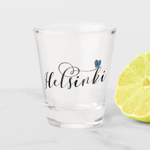 Helsinki Flag im Herzen Finnlands Schnapsglas