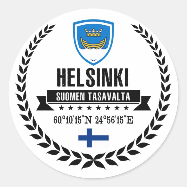 Helsinki Runder Aufkleber (Vorderseite)